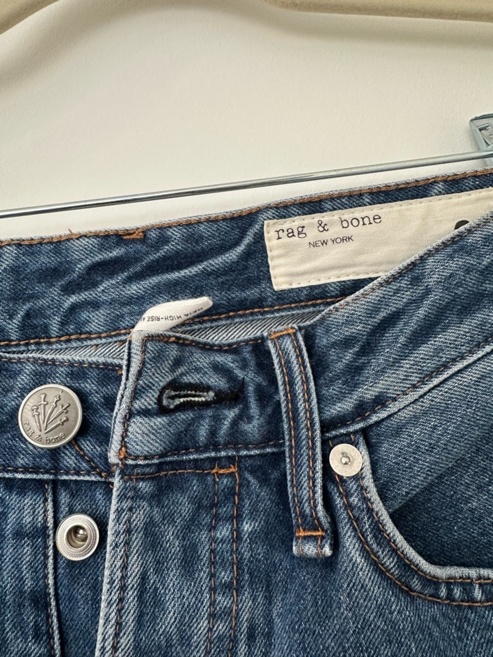 rag & bone Women's Maya High Rise Straight-Leg Jeans in Indigo Blue Denim - Picture 2 of 4